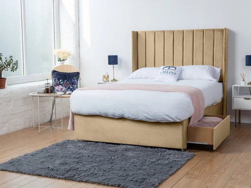 Eastleigh Vertical Panel Divan Bed Set with Storage Drawers, Floor Standing Headboard & Footboard