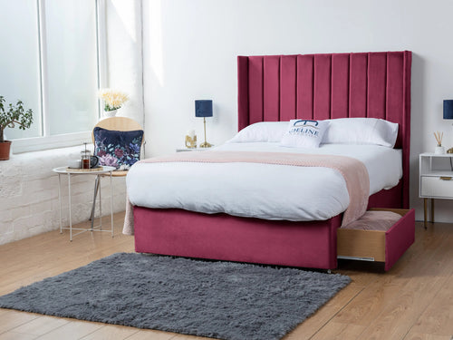 Eastleigh Vertical Panel Divan Bed Set with Storage Drawers, Floor Standing Headboard & Footboard