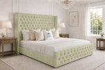 The Elsworth Wing Chesterfield Bed in Almond Coniston