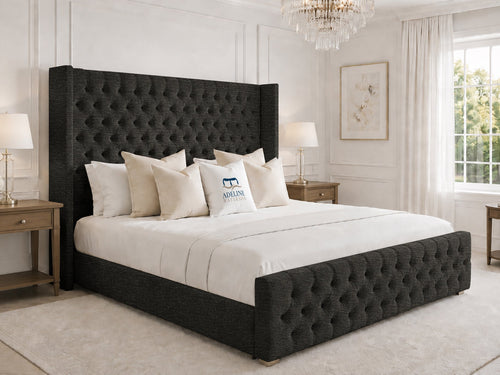 Elsworth Wing Chesterfield Upholstered Bed Set with Floor Standing Headboard, Footboard & Storage Upgrade Option