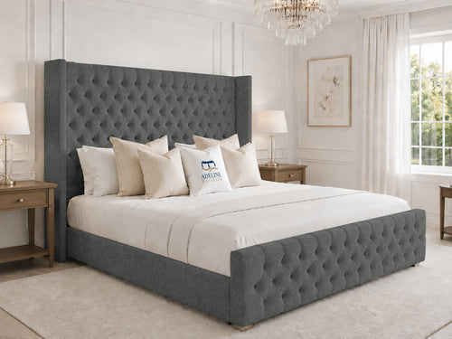 Elsworth Wing Chesterfield Upholstered Bed Set with Floor Standing Headboard, Footboard & Storage Upgrade Option