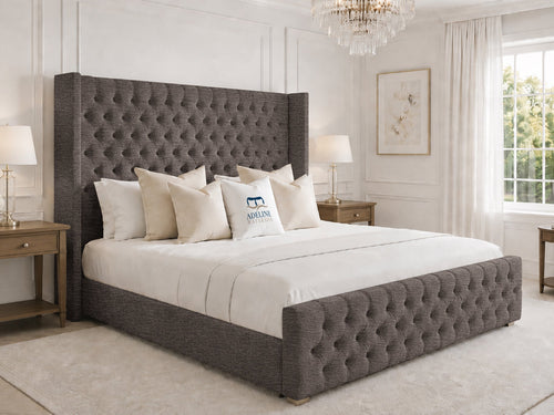 Elsworth Wing Chesterfield Upholstered Bed Set with Floor Standing Headboard, Footboard & Storage Upgrade Option