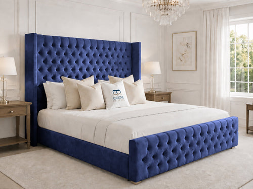 Elsworth Wing Chesterfield Upholstered Bed Set with Floor Standing Headboard, Footboard & Storage Upgrade Option