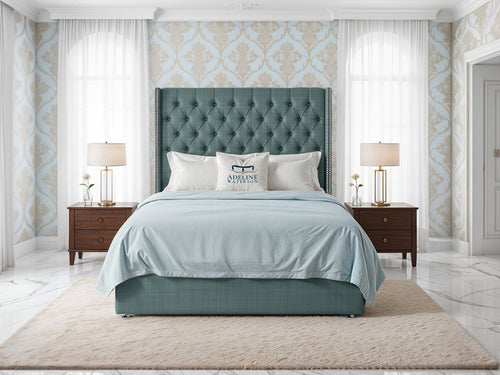 Empire Lux Button-Tufted Wingback Divan Bed Set with Storage Drawers, Floor Standing Headboard & Footboard