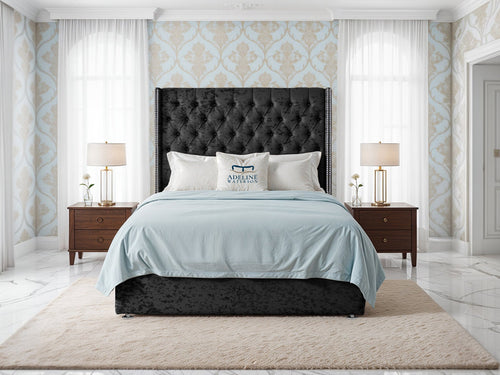 Empire Lux Button-Tufted Wingback Divan Bed Set with Storage Drawers, Floor Standing Headboard & Footboard