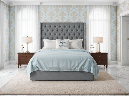 Empire Lux Button-Tufted Wingback Divan Bed Set with Storage Drawers, Floor Standing Headboard & Footboard