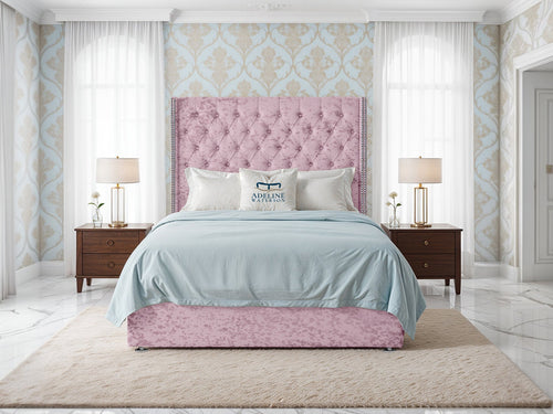 Empire Lux Button-Tufted Wingback Divan Bed Set with Storage Drawers, Floor Standing Headboard & Footboard