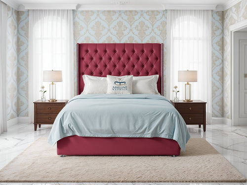 Empire Lux Button-Tufted Wingback Divan Bed Set with Storage Drawers, Floor Standing Headboard & Footboard