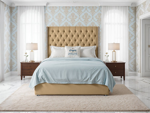 Empire Lux Button-Tufted Wingback Divan Bed Set with Storage Drawers, Floor Standing Headboard & Footboard