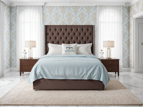 Empire Lux Button-Tufted Wingback Divan Bed Set with Storage Drawers, Floor Standing Headboard & Footboard