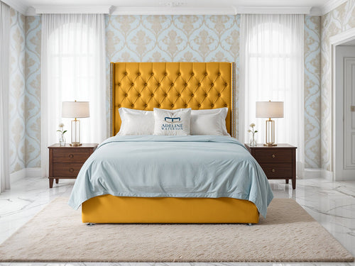Empire Lux Button-Tufted Wingback Divan Bed Set with Storage Drawers, Floor Standing Headboard & Footboard