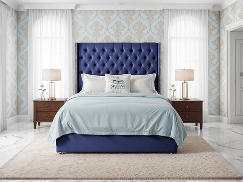 Empire Lux Button-Tufted Wingback Divan Bed Set with Storage Drawers, Floor Standing Headboard & Footboard