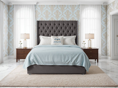 Empire Lux Button-Tufted Wingback Divan Bed Set with Storage Drawers, Floor Standing Headboard & Footboard