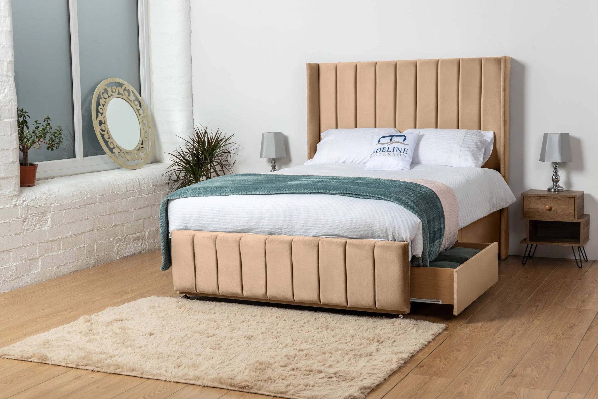 Exeter Divan Bed - Silver Chenile - Adeline Waterson