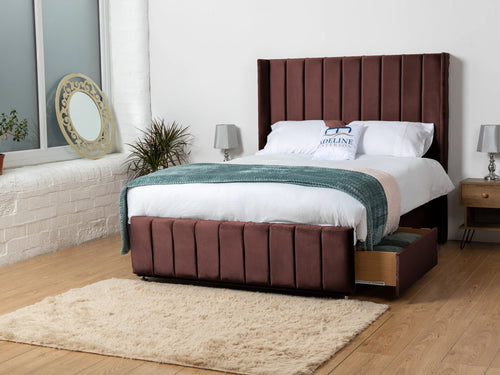 Exeter Vertical Channel Divan Bed Set with Storage Drawers, Floor Standing Headboard & Footboard