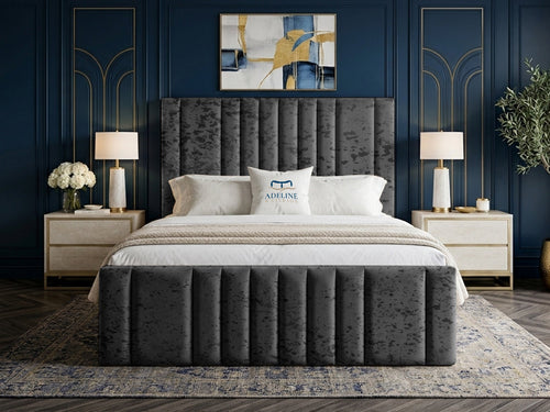 Grandeur Statement Upholstered Bed Set with Floor Standing Headboard, Footboard & Storage Upgrade Option