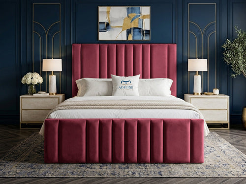 Grandeur Statement Upholstered Bed Set with Floor Standing Headboard, Footboard & Storage Upgrade Option