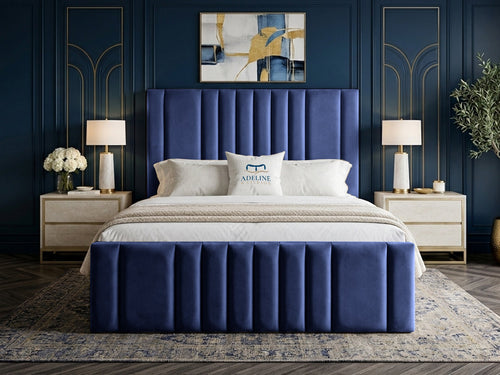 Grandeur Statement Upholstered Bed Set with Floor Standing Headboard, Footboard & Storage Upgrade Option