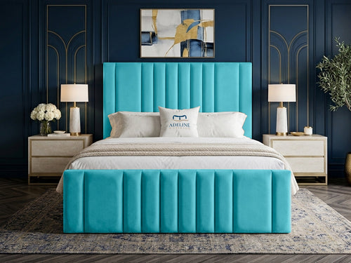 Grandeur Statement Upholstered Bed Set with Floor Standing Headboard, Footboard & Storage Upgrade Option