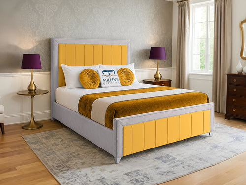 Hamilton Vertical Panel Multi Colour Fabric Bed Set with Floor Standing Headboard, Footboard & Storage Upgrade Option