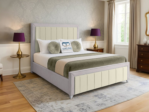 Hamilton Vertical Panel Multi Colour Fabric Bed Set with Floor Standing Headboard, Footboard & Storage Upgrade Option