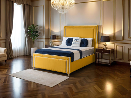 Hampton Panel Upholstered Bed Set with Floor Standing Headboard, Footboard & Storage Upgrade Option