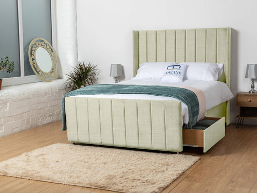 Hartington Vertical Channel Divan Bed Set with Storage Drawers, Floor Standing Headboard & Footboard