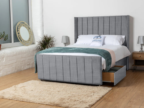 Hartington Vertical Channel Divan Bed Set with Storage Drawers, Floor Standing Headboard & Footboard
