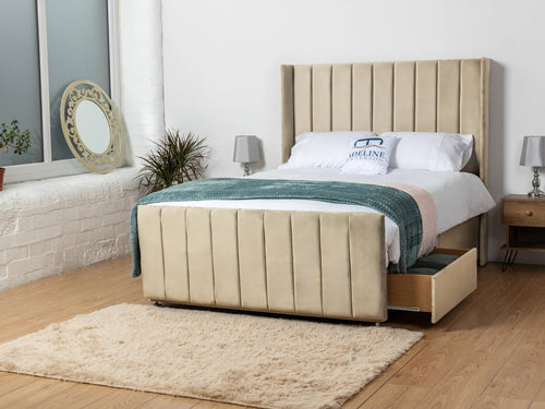 Hartington Vertical Channel Divan Bed Set with Storage Drawers, Floor Standing Headboard & Footboard