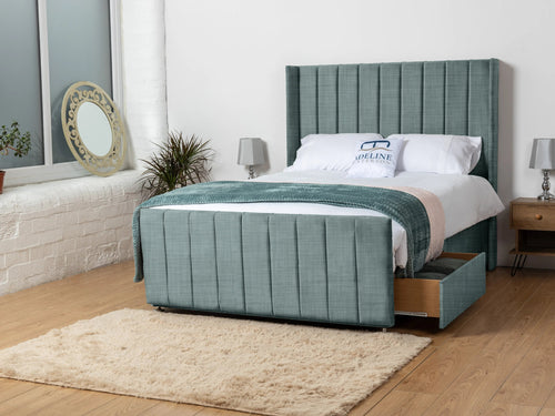 Hartington Vertical Channel Divan Bed Set with Storage Drawers, Floor Standing Headboard & Footboard