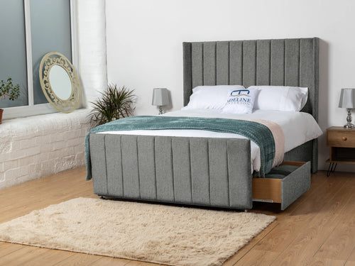 Hartington Vertical Channel Divan Bed Set with Storage Drawers, Floor Standing Headboard & Footboard