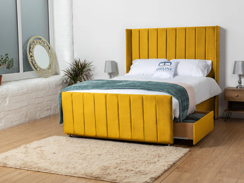 Hartington Vertical Channel Divan Bed Set with Storage Drawers, Floor Standing Headboard & Footboard