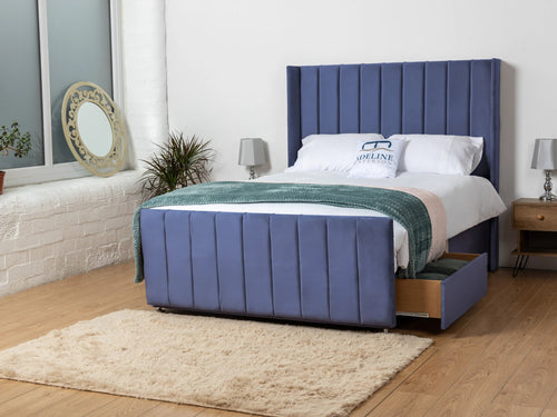 Hartington Vertical Channel Divan Bed Set with Storage Drawers, Floor Standing Headboard & Footboard