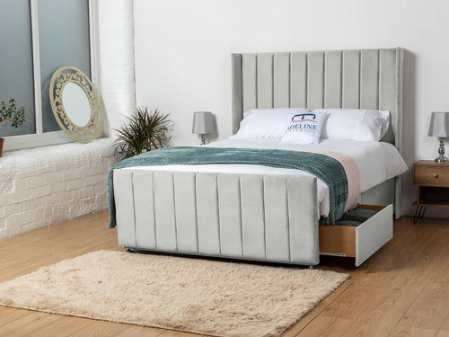 Hartington Vertical Channel Divan Bed Set with Storage Drawers, Floor Standing Headboard & Footboard