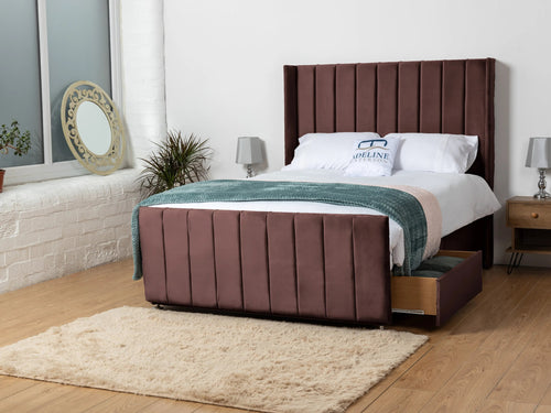 Hartington Vertical Channel Divan Bed Set with Storage Drawers, Floor Standing Headboard & Footboard