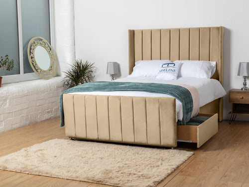 Hartington Vertical Channel Divan Bed Set with Storage Drawers, Floor Standing Headboard & Footboard