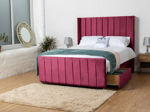 Hartington Vertical Channel Divan Bed Set with Storage Drawers, Floor Standing Headboard & Footboard