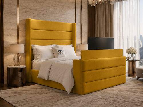 Horizon Wing Storage TV Bed Set with End Lift – 48" Floor Standing Headboard