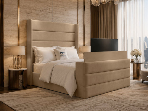 Horizon Wing Storage TV Bed Set with End Lift – 54" Floor Standing Headboard