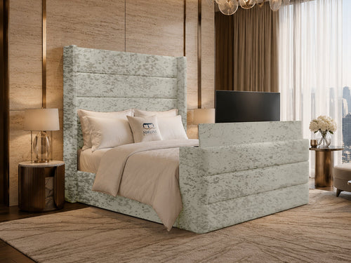 Horizon Wing Storage TV Bed Set with End Lift – 54" Floor Standing Headboard