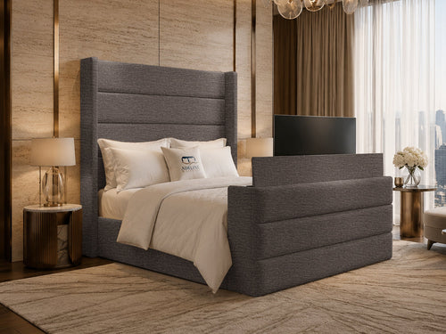 Horizon Wing Storage TV Bed Set with End Lift – 54" Floor Standing Headboard
