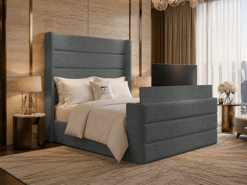 Horizon Wing Storage TV Bed Set with End Lift – 60" Floor Standing Headboard