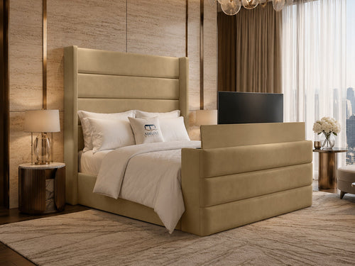 Horizon Wing Storage TV Bed Set with End Lift – 60" Floor Standing Headboard