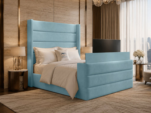 Horizon Wing Storage TV Bed Set with End Lift – 60" Floor Standing Headboard