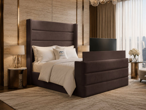 Horizon Wing Storage TV Bed Set with End Lift – 60" Floor Standing Headboard