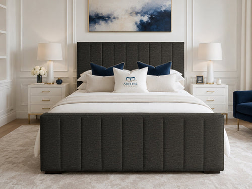 Keston Panel Upholstered Bed Set with Floor Standing Headboard, Footboard & Storage Upgrade Option