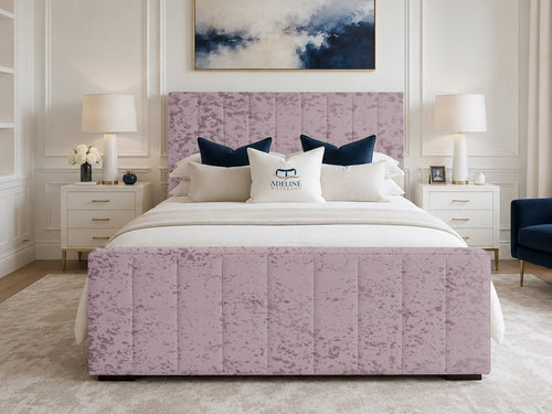 Keston Panel Upholstered Bed Set with Floor Standing Headboard, Footboard & Storage Upgrade Option