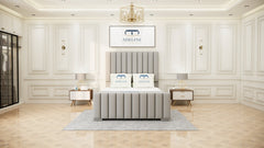 Line Panel Signature Bed - Silver - Adeline Waterson