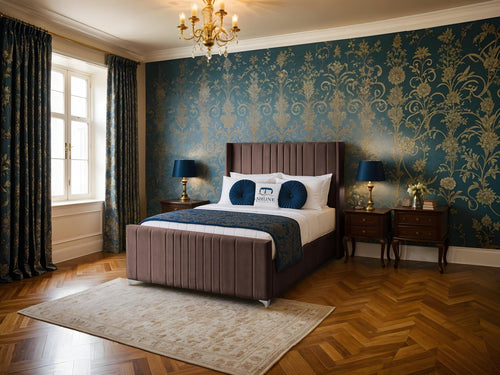 Lisburn Vertical Channel Wingback Upholstered Bed Set with Floor Standing Headboard, Footboard & Storage Upgrade Option