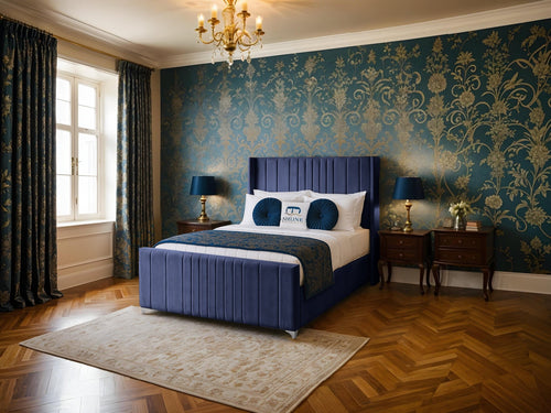 Lisburn Vertical Channel Wingback Upholstered Bed Set with Floor Standing Headboard, Footboard & Storage Upgrade Option